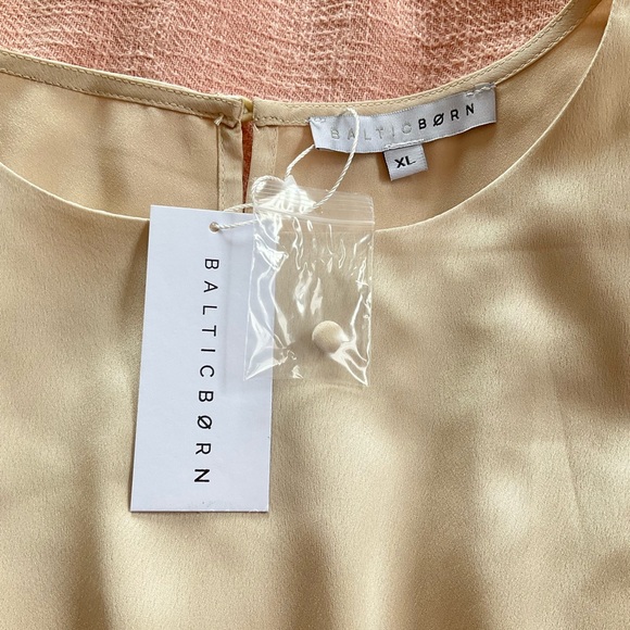 Baltic Born Womens XL Champagne Satin Long Sleeve Maxi Dress Elegant Formal - Picture 4 of 7